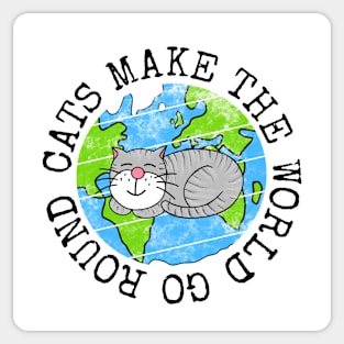 Cats Make The World Go Round, Earth Day Cat Funny Sticker